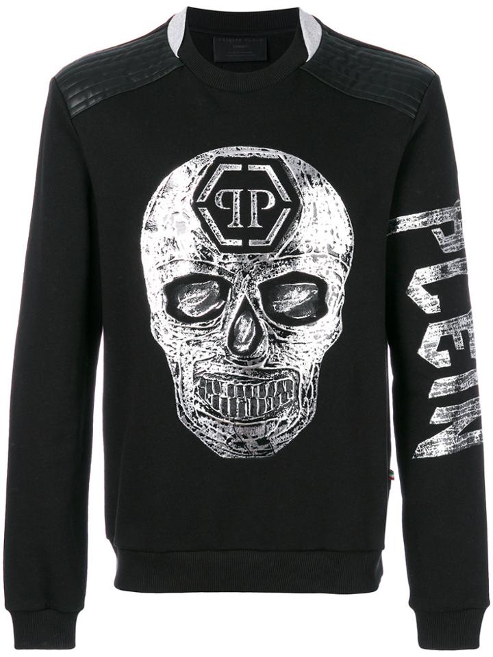 Philipp Plein Metallic Skull Print Sweatshirt - Black
