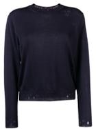 Golden Goose Deluxe Brand Distressed-hem Fitted Sweater - Blue