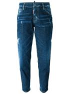 Dsquared2 'hockney' Jeans, Women's, Size: 44, Blue, Cotton/spandex/elastane/calf Leather