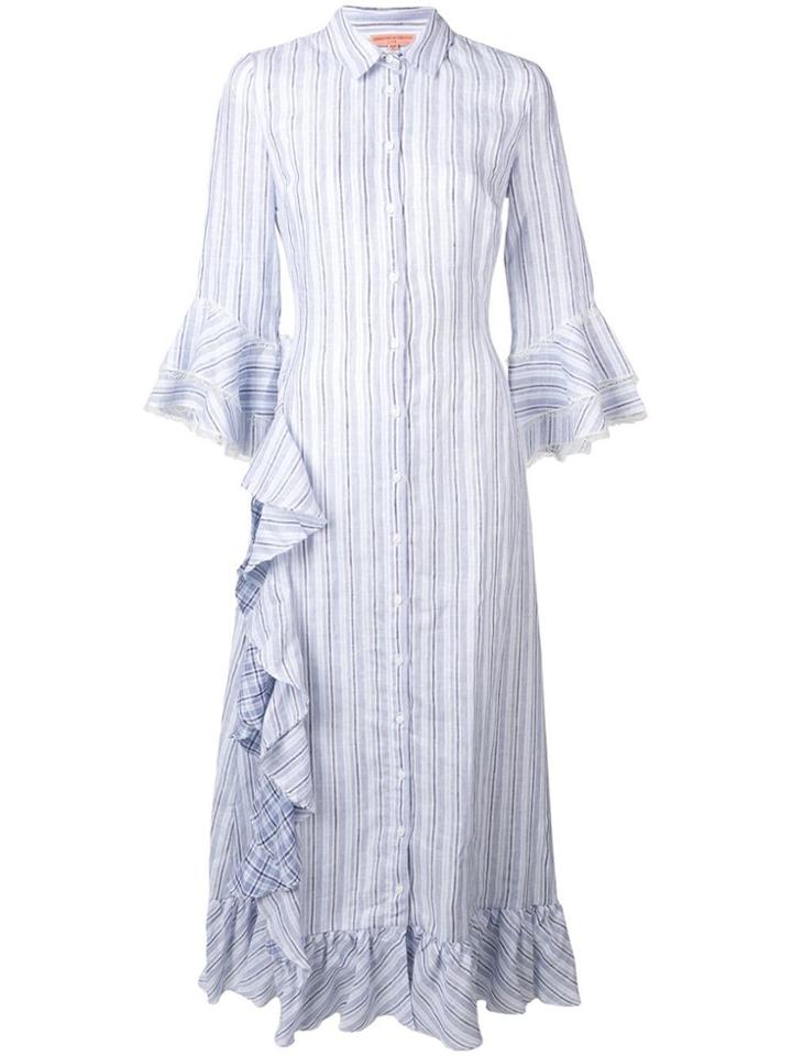 Ermanno Scervino Striped Shirt Dress - White