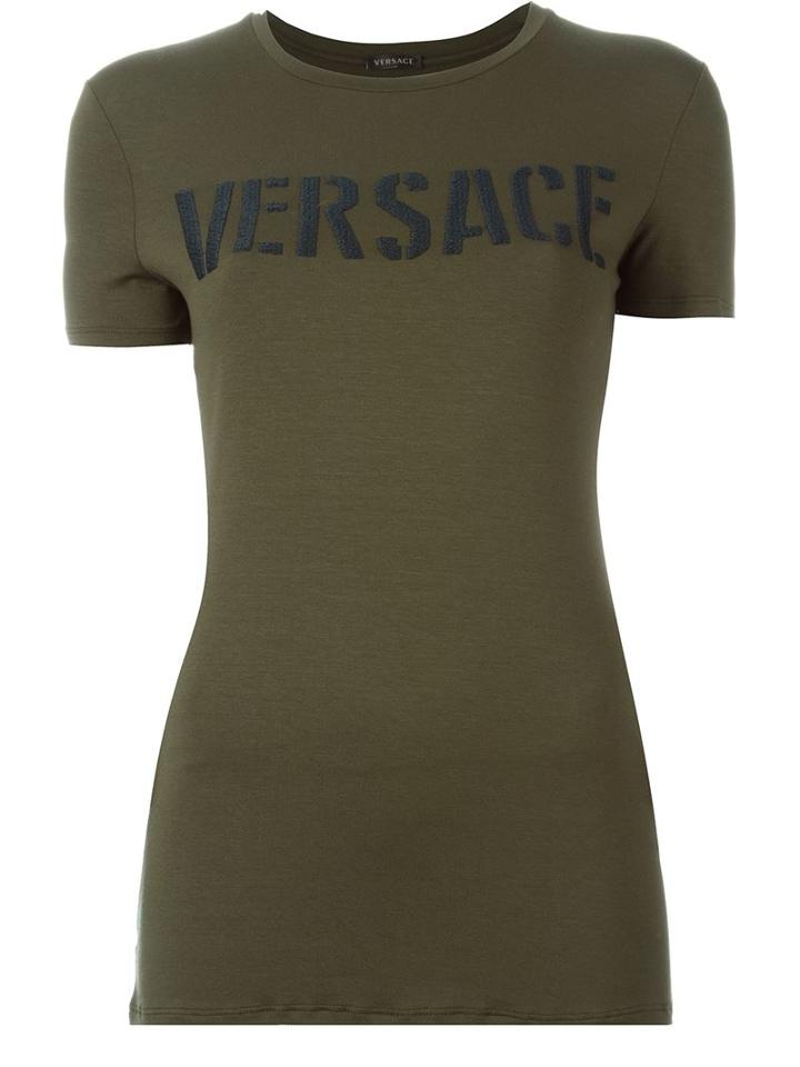 Versace Logo Slim Fit T-shirt, Women's, Size: 42, Green, Spandex/elastane/viscose
