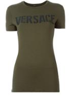 Versace Logo Slim Fit T-shirt, Women's, Size: 42, Green, Spandex/elastane/viscose