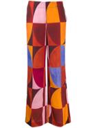 Stella Jean High Waisted Flared Trousers - Brown