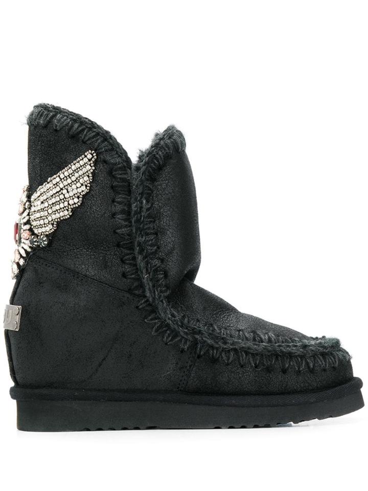 Mou Eskimo Embellished Boots - Black