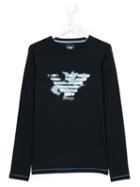 Armani Junior - Teen Printed Sweatshirt - Kids - Cotton/spandex/elastane - 14 Yrs, Boy's, Blue