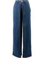 Aalto Wide Leg Jeans With Folded Detail - Blue