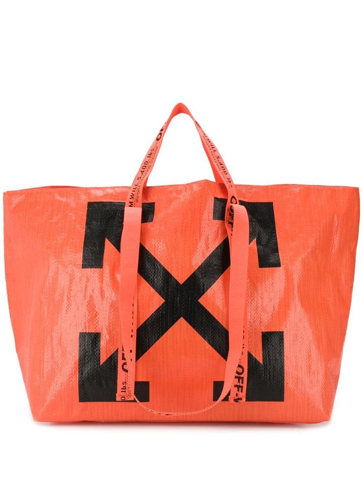 Off-white Diagonal Arrows Print Tote - Orange