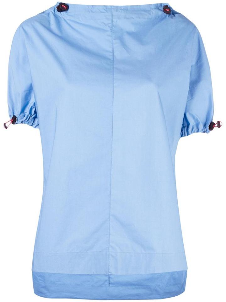 Marni Drawstring Poplin Blouse, Women's, Size: 42, Blue, Cotton