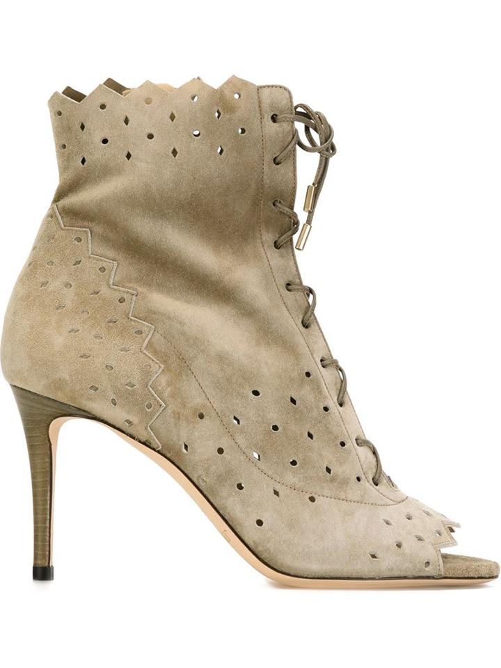Jimmy Choo Dei 85 Booties, Women's, Size: 37.5, Grey, Suede/leather