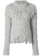 Philosophy Di Lorenzo Serafini Distressed Fringed Jumper - Grey