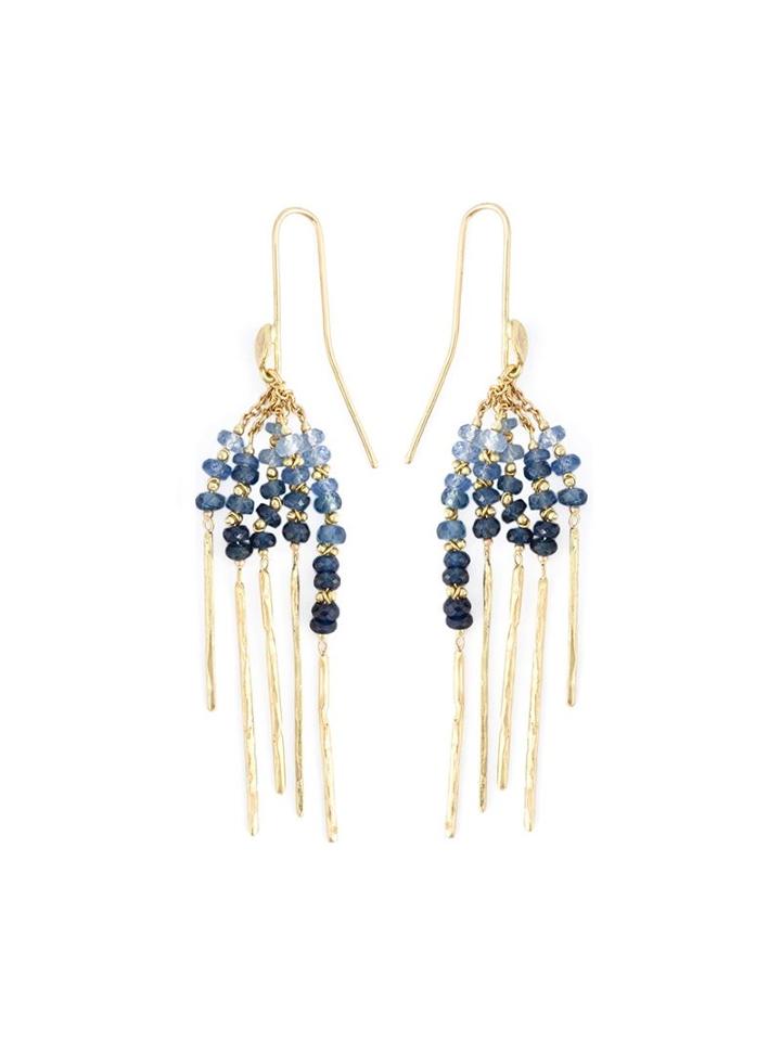 'rod' Sapphire Earrings, Women's, Metallic, Natasha Collis