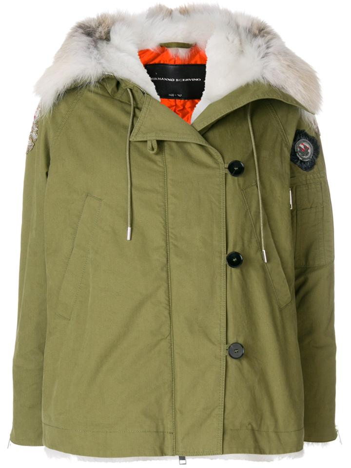 Ermanno Scervino Fox Fur Trim Parka - Green