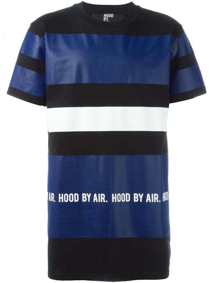 Hood By Air Colour Block Stripe T-shirt, Men's, Size: L, Black, Cotton