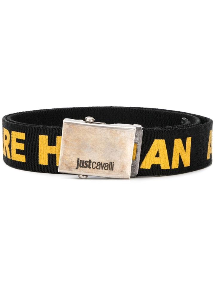 Just Cavalli Slogan Print Belt - Black