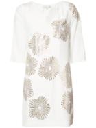 Trina Turk - Metallic Print Shift Dress - Women - Silk/polyester - 2, Women's, White, Silk/polyester