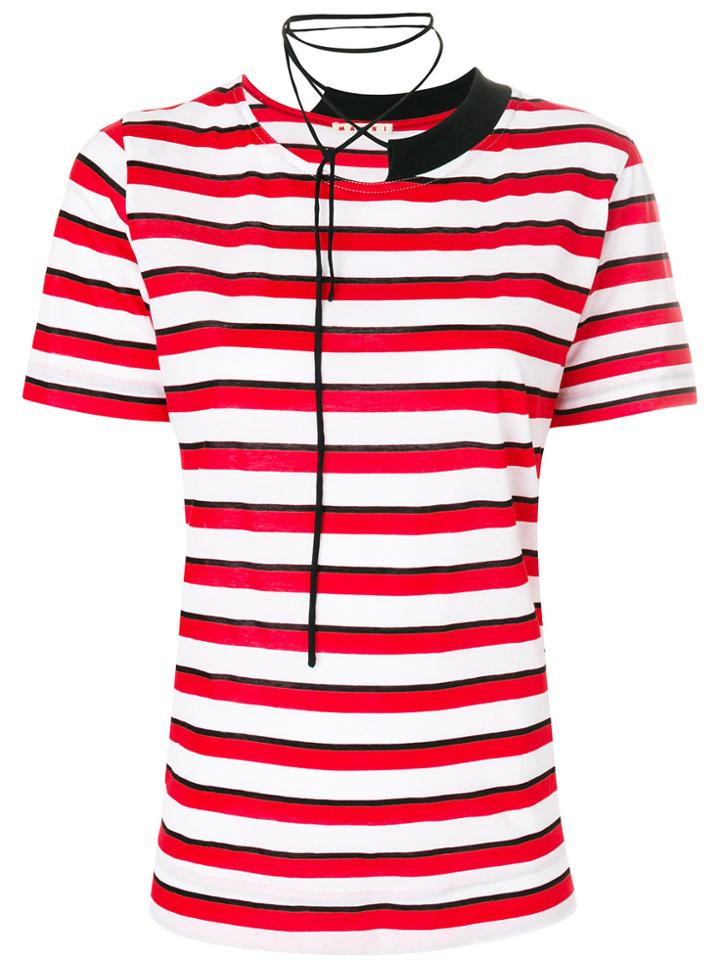 Marni Striped Tie T-shirt - White