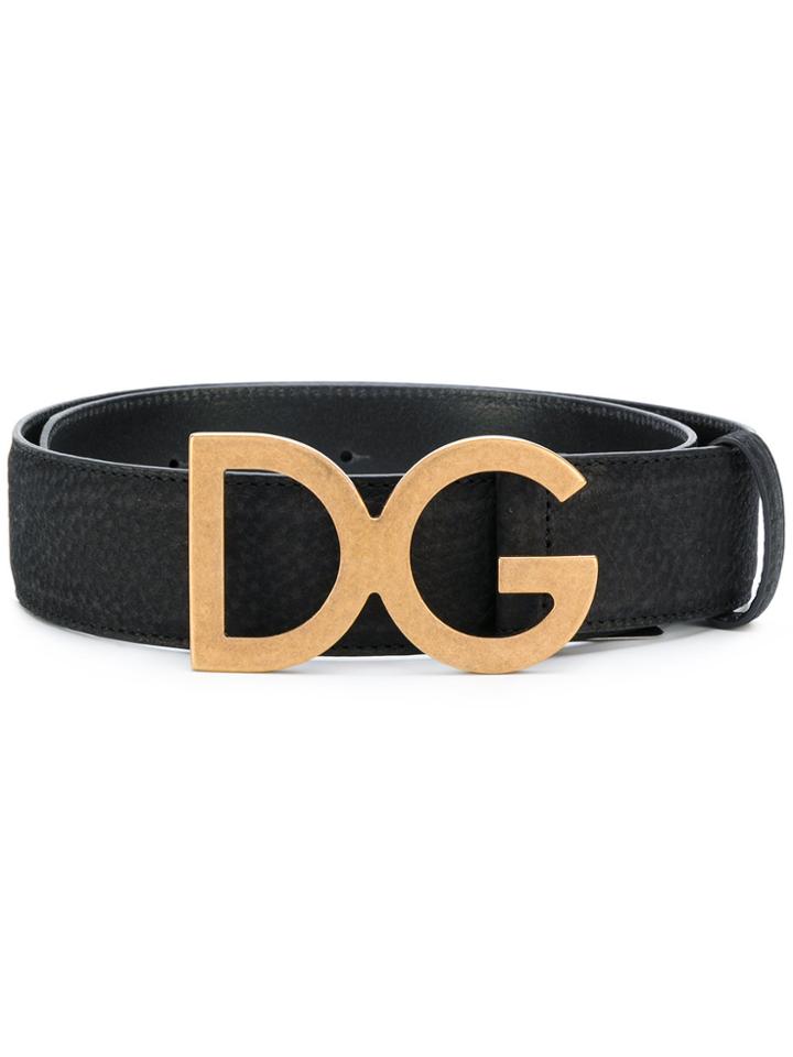 Dolce & Gabbana Logo Plaque Belt - Black