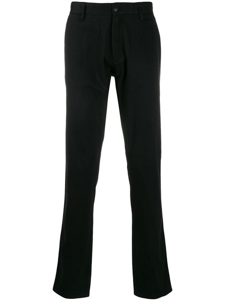 Emporio Armani Slim-fit Logo Plaque Trousers - Black