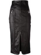 Drome Zipped Leather Skirt, Women's, Size: Small, Black, Lamb Skin