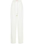Liya High Waist Flared Cuff Trousers - White