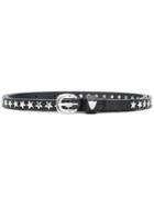 Htc Hollywood Trading Company Star Studded Buckle Belt - Black