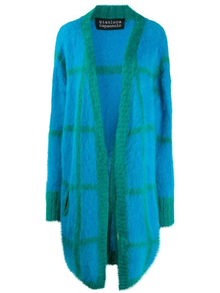 Gianluca Capannolo Checked Pattern Midi Cardigan - Blue