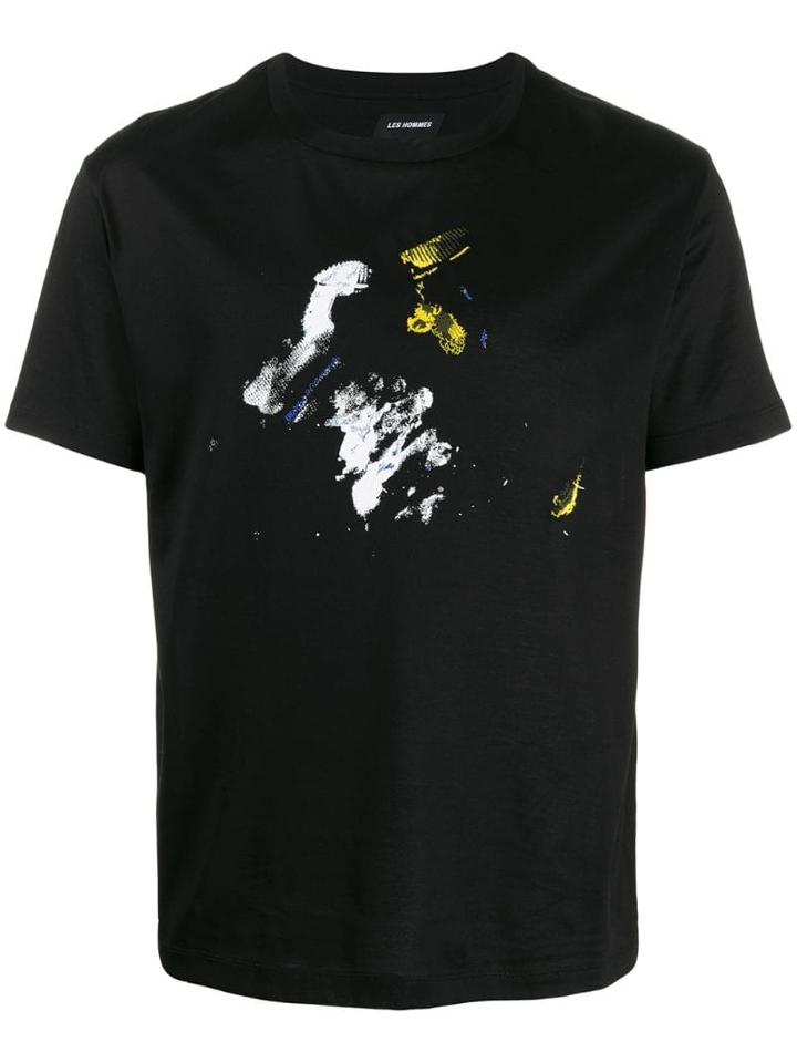 Les Hommes Paint Blot T-shirt - Black