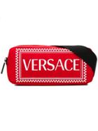 Versace Logo Print Belt Bag - Red