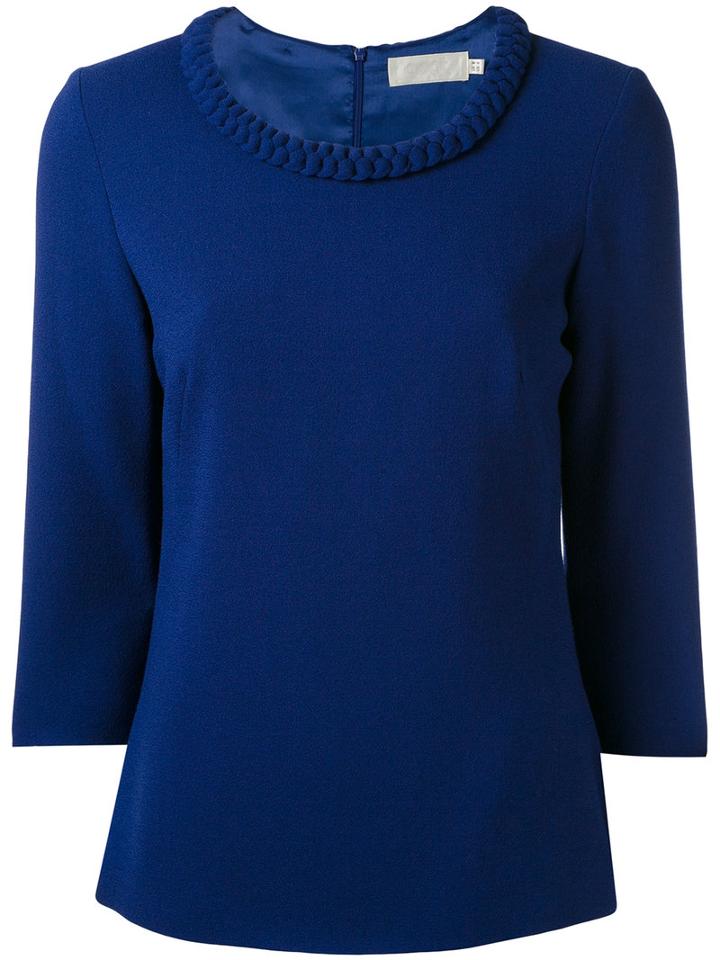 Goat - Cropped Sleeve Sweater - Women - Polyester/acetate/wool - 10, Blue, Polyester/acetate/wool