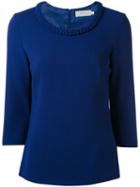 Goat - Cropped Sleeve Sweater - Women - Polyester/acetate/wool - 10, Blue, Polyester/acetate/wool