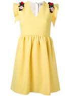 Msgm Embellished Shoulder Dress, Women's, Size: 40, Yellow/orange, Polyester/wool