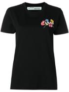 Off-white Floral Embroidered T-shirt - Black