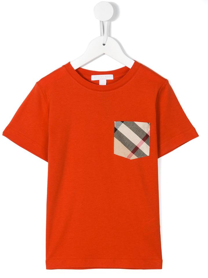 Burberry Kids House Check Pocket T-shirt, Boy's, Size: 12 Yrs, Yellow/orange