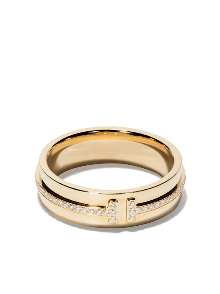 Tiffany & Co 18kt Yellow Gold Tiffany T Two Diamond Narrow Ring -