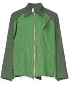 Sulvam Two Tone Slashed Shirt Jacket - Green