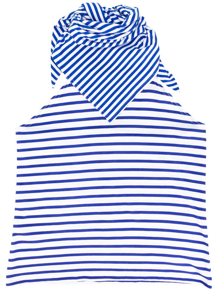 Xander Zhou - Striped Bib Scarf - Unisex - Cotton - One Size, Blue, Cotton