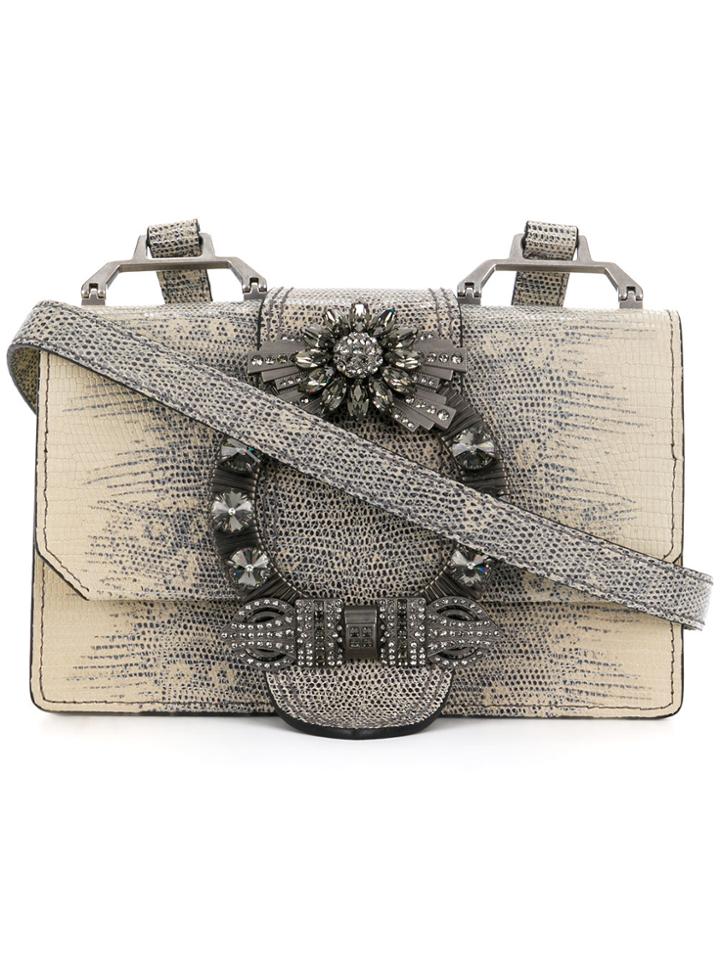 Miu Miu Flap Encrusted Shoulder Bag - Nude & Neutrals