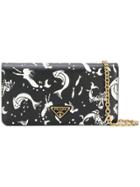 Prada Saffiano Siren Print Mini Bag - Black