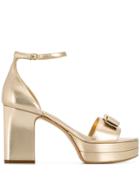 Salvatore Ferragamo Bow Detail Sandals - Gold