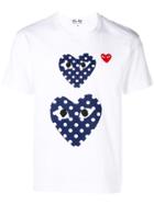 Comme Des Garçons Play Polka Dot Heart Print T-shirt - White