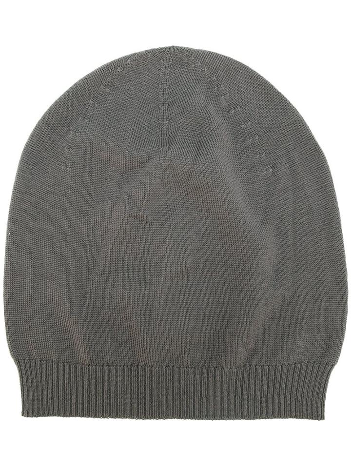 Rick Owens Knit Beanie, Men's, Grey, Virgin Wool