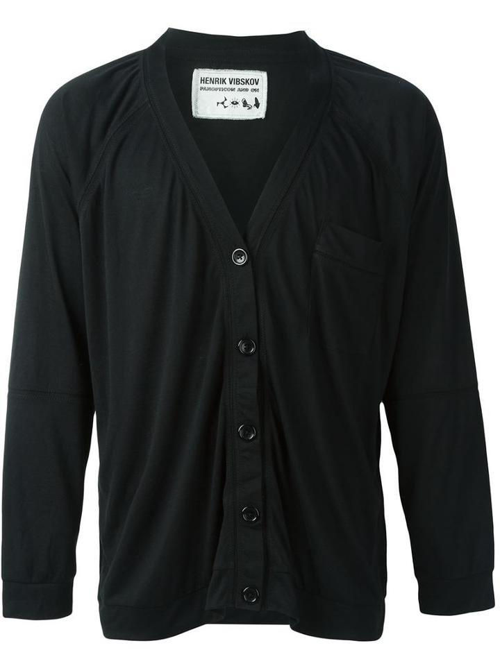 Henrik Vibskov Relaxed Fit Button Down 'river' Cardigan, Men's, Size: Large, Black, Rayon/tencel