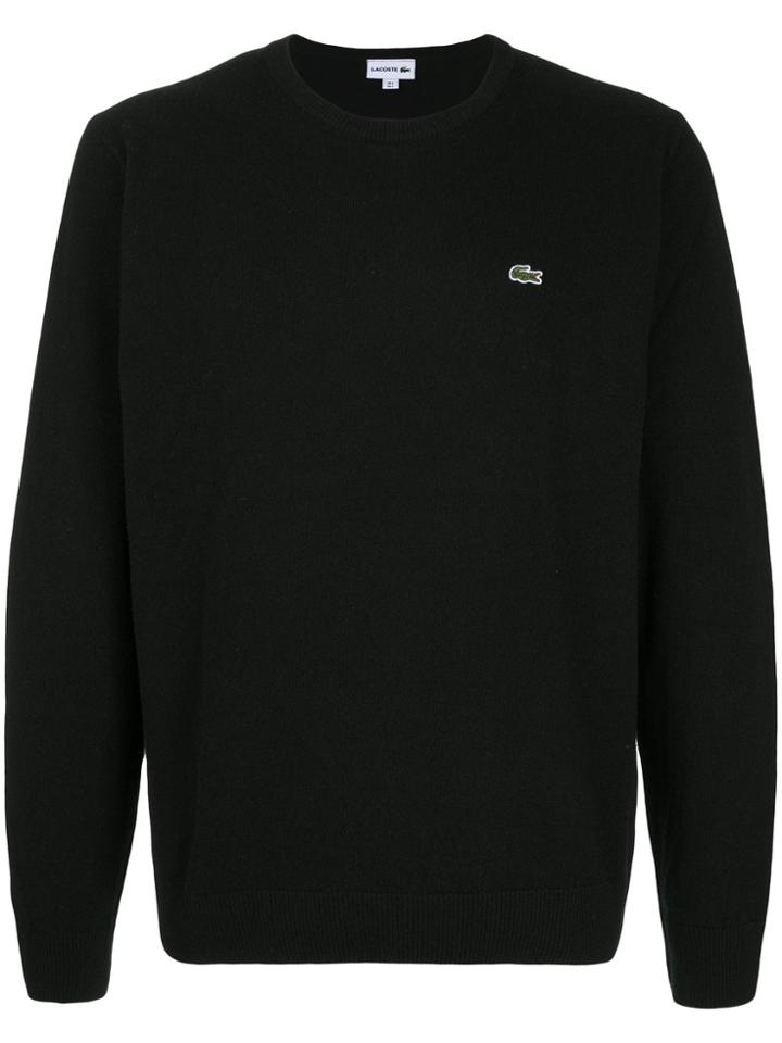 Lacoste Logo Patch Crew Neck Jumper - Black