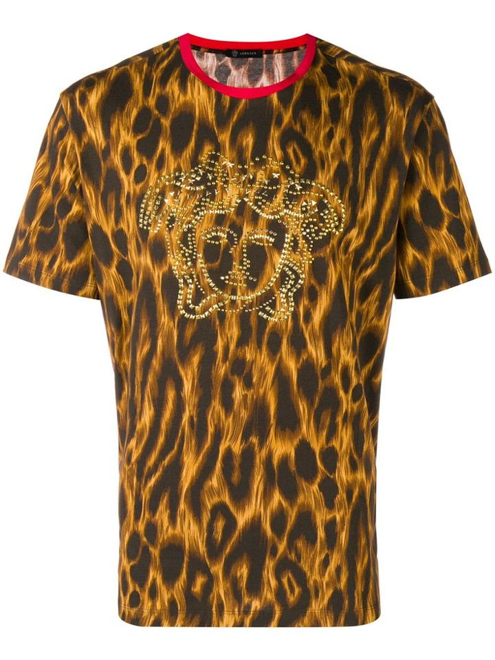 Versace Embellished Medusa T-shirt - Yellow & Orange