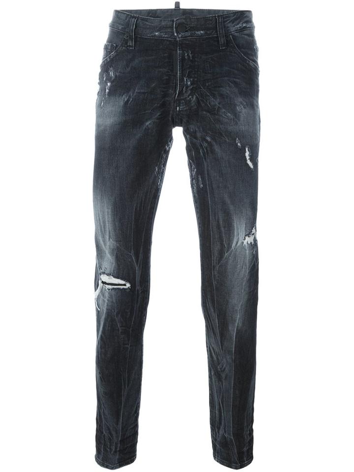 Dsquared2 'clement' Jeans, Men's, Size: 46, Black, Cotton/spandex/elastane/calf Leather