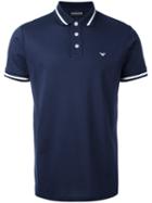 Emporio Armani - Striped Trim Polo Shirt - Men - Cotton - Xl, Blue, Cotton