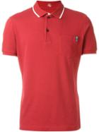 Fay Contrast Trim Polo Shirt, Men's, Size: S, Red, Cotton/spandex/elastane