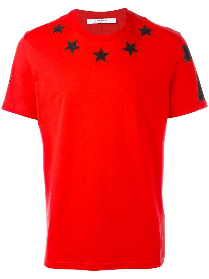 Givenchy Star Embroidered T-shirt, Men's, Size: Xl, Red, Cotton/polyester/wool/acrylic