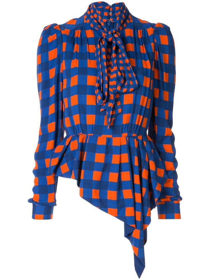 Self-portrait Gingham Printed Blouse - Blue