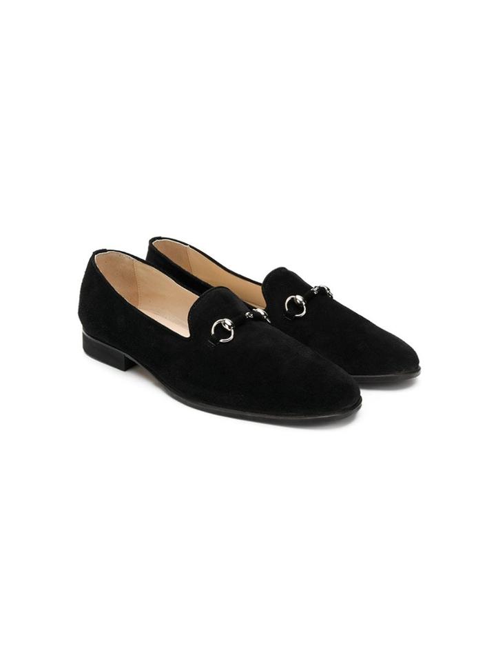 Gallucci Kids Black Suede Shoes With Buckle